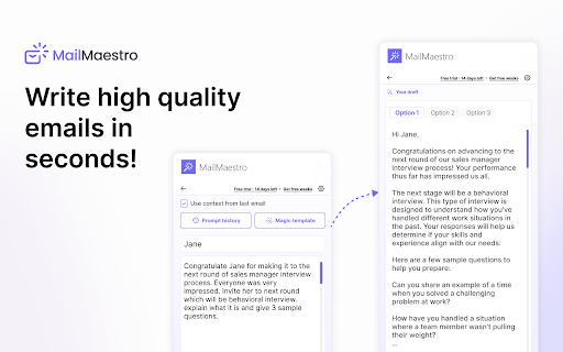 MailMaestro - Gmail AI assistant screenshot