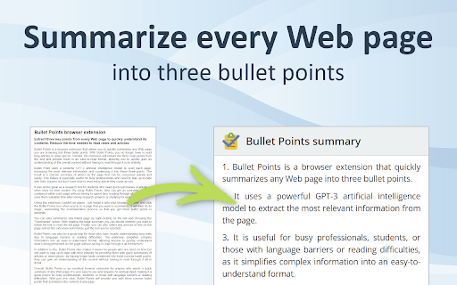 Bullet Points: summarize Web pages with GPT-3 screenshot
