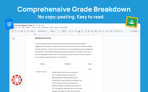 VibeGrade: AI Teaching, Grading Assistant in Google Docs, Canvas, and more screenshot