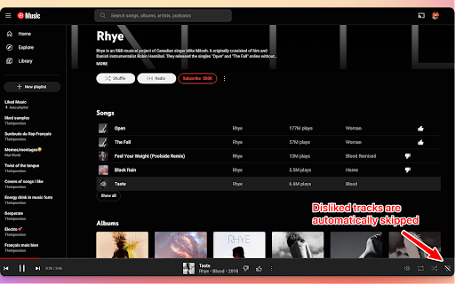 Skip YouTube Music Dislikes screenshot