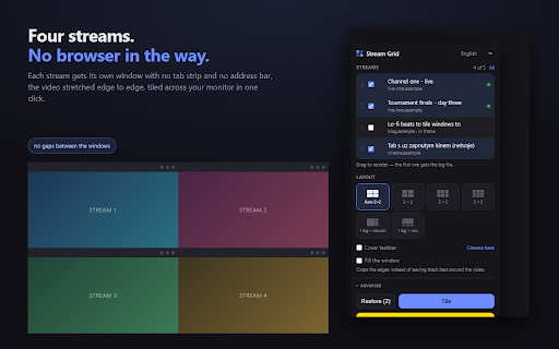 Stream Grid – Windowed Fullscreen & Tiling screenshot