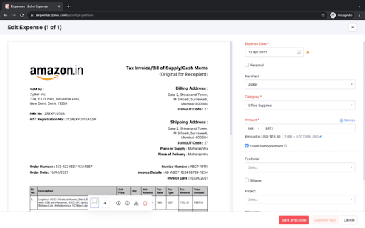 Zoho Expense screenshot