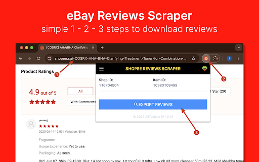 Shopee Reviews Scraper - Extract Shopee Reviews to CSV/Excel/JSON screenshot