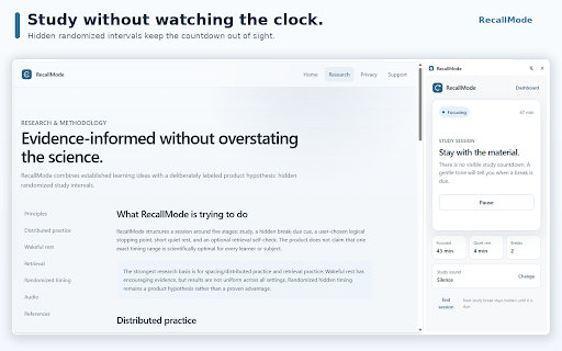 RecallMode — Smart Study Breaks screenshot