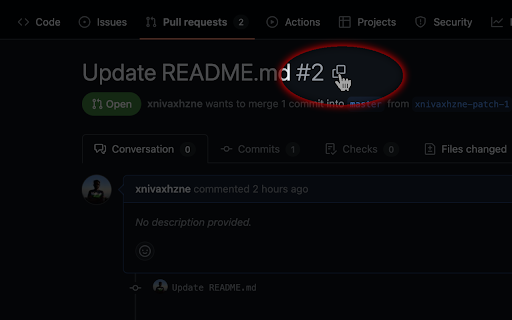 Copy GitHub PR link with title screenshot