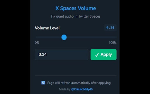 X Spaces Volume Fixer screenshot