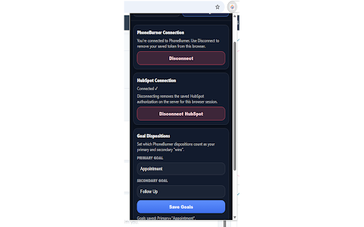 PhoneBurner Dial Session Companion screenshot