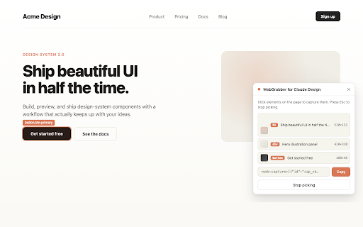 WebGrabber for Claude Design screenshot
