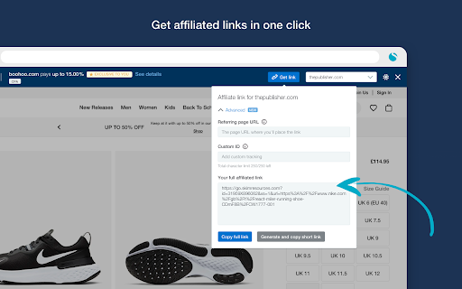 Skimlinks Editor tool screenshot