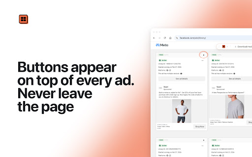 AdScoop - Download, Transcribe & Export Data | Facebook Ad Library screenshot
