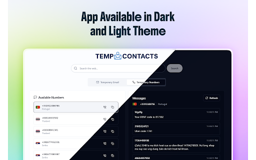 Temporary Contacts – Temp Phone Number and Temp Mail Instantly screenshot
