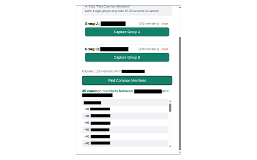 WhatsApp Group Compare screenshot