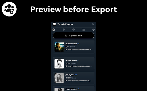 Followers Exporter for Thread screenshot