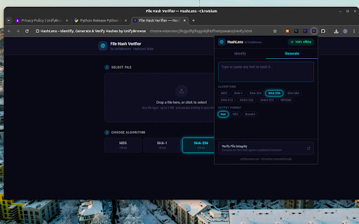 HashLens – Identify, Generate & Verify Hashes by UnifyBrowse screenshot