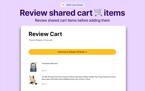 AMZ Cart Share: Share your Amazon cart in 1 click screenshot