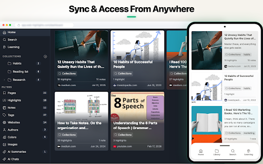 Web Highlights: PDF & Web Highlighter + Notes & AI Summary screenshot