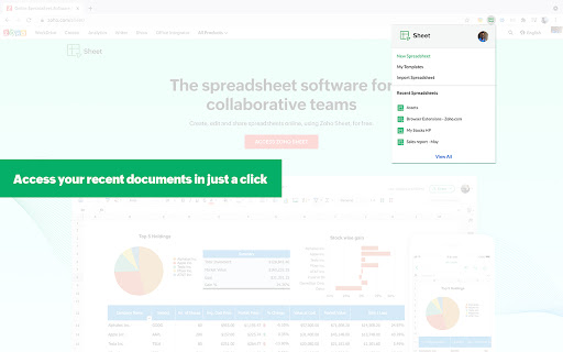 Zoho Sheet - Extension & Web Clipper screenshot