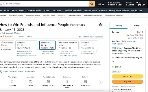 Hide Amazon Cart screenshot