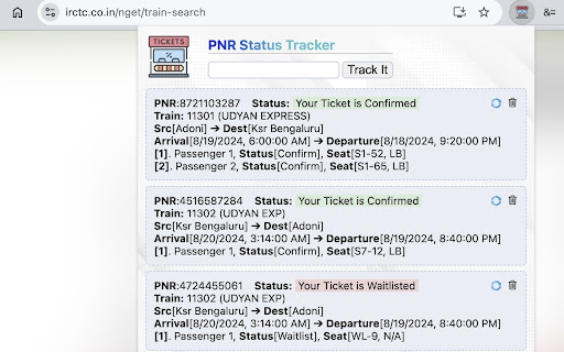 PNR Status Tracker screenshot