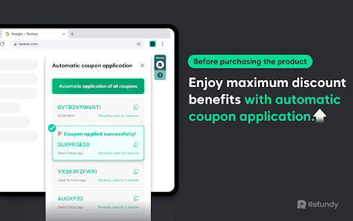 Refundy – Cashback & Price Drop Refund (Taobao, AliExpress, 1688, Temu) screenshot