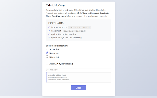 Title-Link Copy: AP-style Casing & Hyperlink screenshot