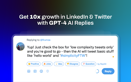 Replai – AI comments for LinkedIn/X (Twitter) screenshot