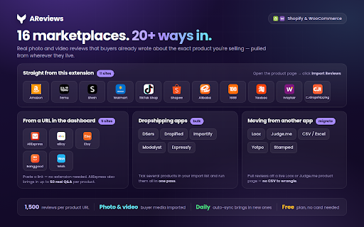 AReviews — Import Reviews to Shopify & WooCommerce screenshot