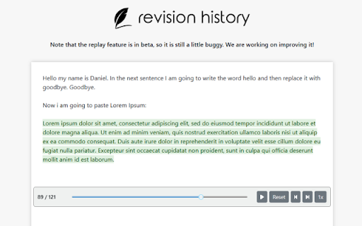 Revision History: Writing Process Visibility for Google Docs & Slides screenshot