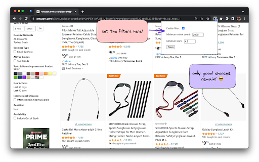 Zon - Amazon Filter by Number of Reviews screenshot