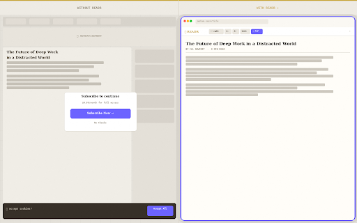 READR – Clean page, one click screenshot