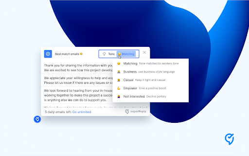 AI Email Response Generator - superReply screenshot