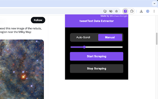 tweetText Data Extractor screenshot