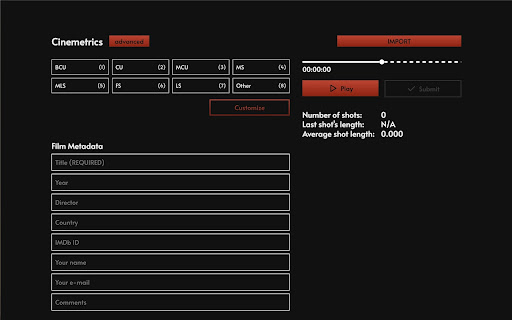 Cinemetrics Measurement Tool screenshot