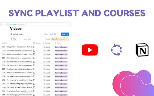 YouTube Notes to Notion with Udemy, Coursera, BiliBili and more by Snipo screenshot