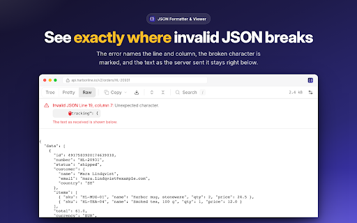 JSON Formatter & Viewer - Pretty Print, Validate, Search screenshot