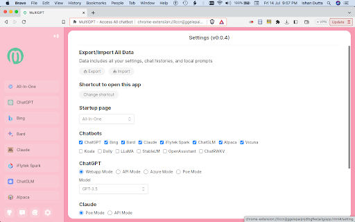 MultiGPT - Access All chatbots at once screenshot