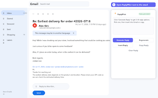ReplyPilot for Gmail screenshot