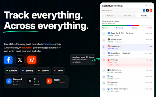 Community Ninja: AI Social Outreach & Auto-Poster screenshot