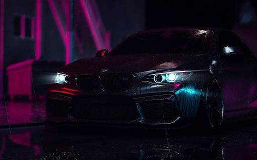 Black Sports Car Neon Street Live Wallpaper New Tab screenshot