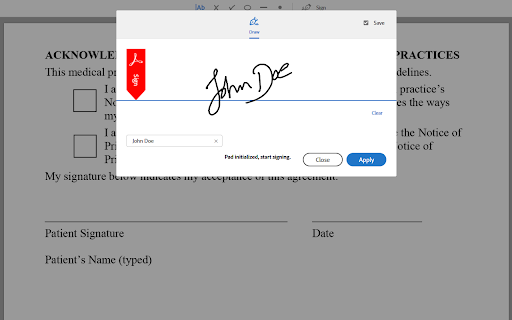 Topaz Adobe Sign Extension screenshot