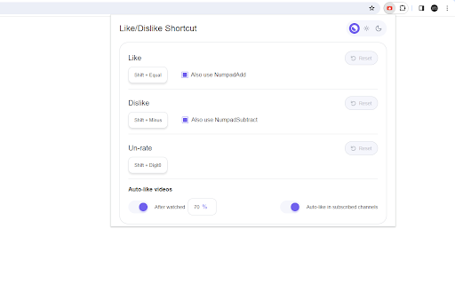 YouTube Like-Dislike Shortcut screenshot