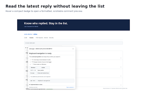 Last Comment for GitHub screenshot