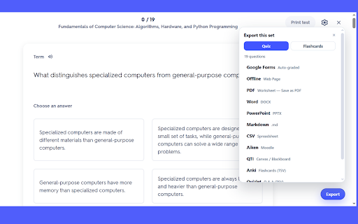 Quizlet Exporter: Flashcards and Quiz Export screenshot