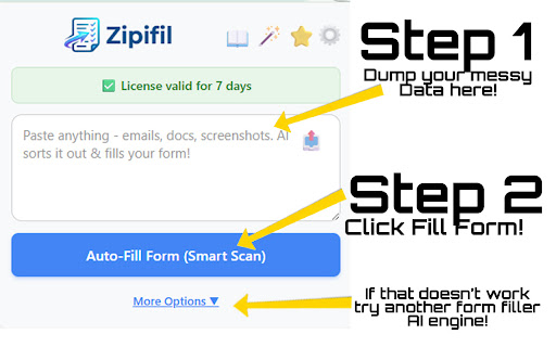 AI Form Filler Chrome Extension | Zipifil | Customizable - Enterprise Grade screenshot