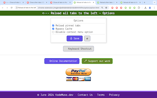 Reload all tabs to the left screenshot