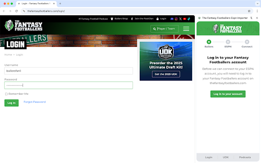 The Fantasy Footballers ESPN Importer screenshot