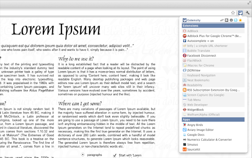 Extensity screenshot