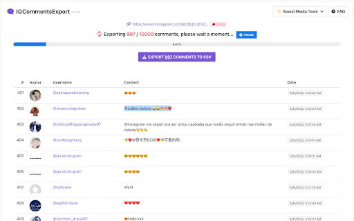 IGCommentsExport - Export Comment for IG screenshot