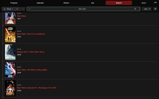 Side Trakt (companion app for Trakt.tv) screenshot