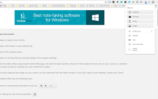 Web Clipper (Nimbus) screenshot